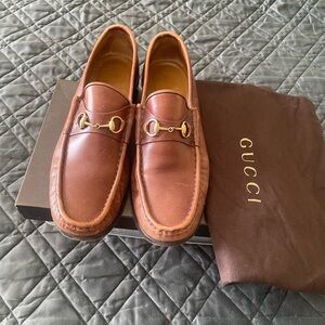 Women’s Gucci Distressed Brown leather loafer size 10B No Box dust bag only $175